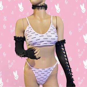 Playboy misguided pink and black bra and panty set